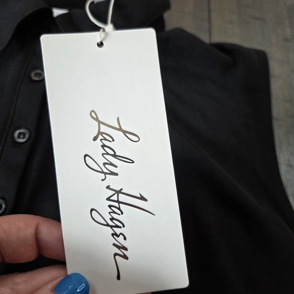 Lady Hagen Women's Medium Black Sleeveless Pique Polo Shirt New Golf Breathable - Picture 3 of 9